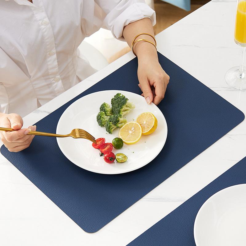 Nordic Style Simple PVC Western Food Mat Bowl Mat Thermal Insulation Mat PVC Mat Leather Double-sided Dining Mat Waterproof and Oil-proof Dining