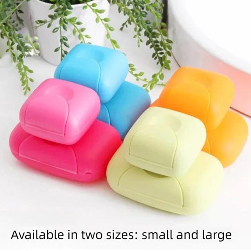 S/L Sizes Portable Travel Soap Box Bathroom Home Plastic Soap Holder Soap-Boxes with Cover Candy Color BXFZH02
