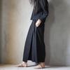 2026 Artistic Cotton Linen Plus Size Wide Leg Elastic Waist Culottes Skirt Pants for Women