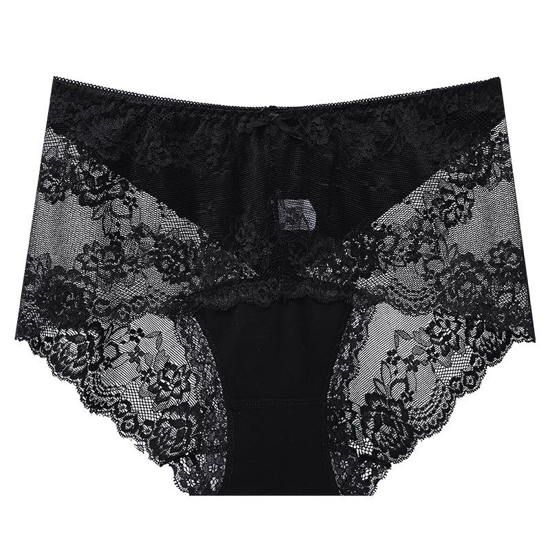 

Большие антибактериальные кружевные сексуальные женские трусики со средней посадкой с вырезами, дышащие, удобные, поднимающие бедра, треугольные трусики XXL чёрный