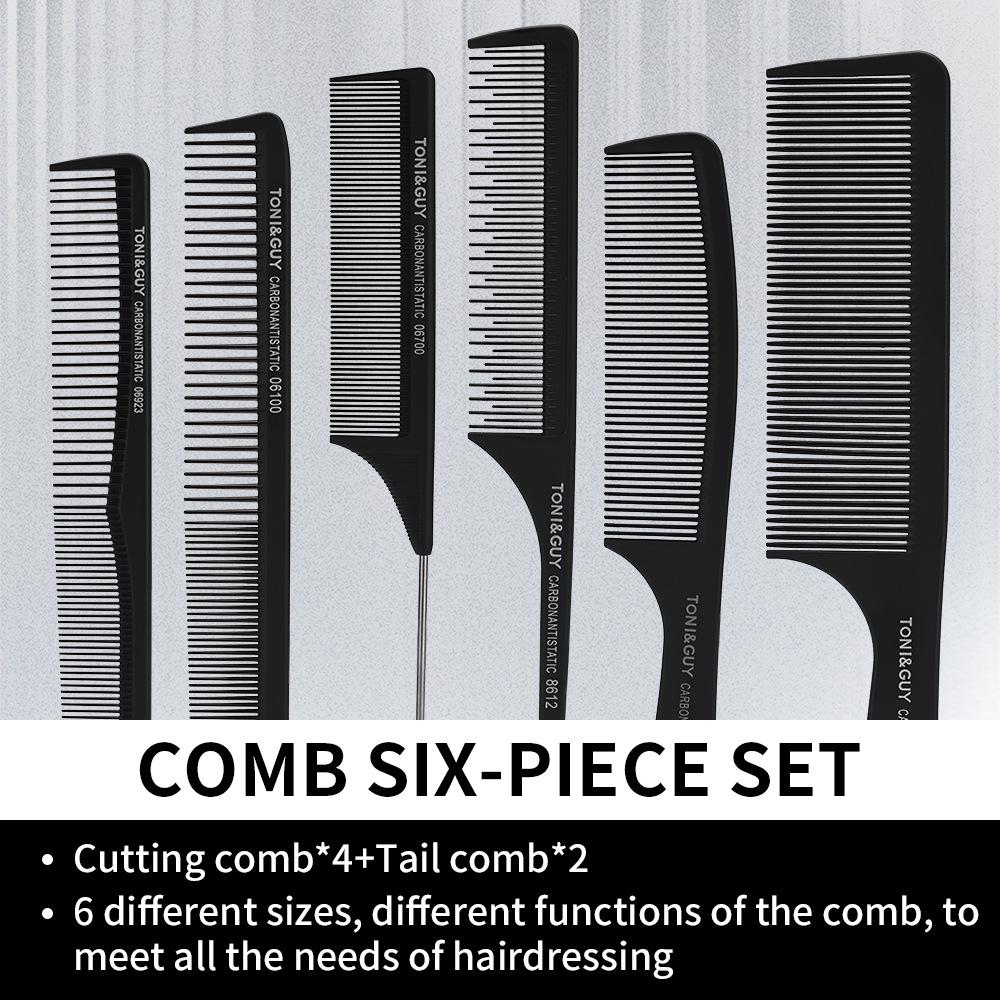 6-Piece Professional Hairdressing Comb Set for Barbers and Stylists - Men's and Women's Hair Cutting Combs