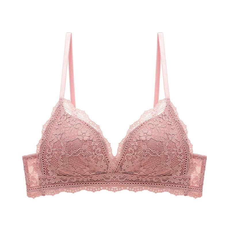 French Underwear Sexy Thin Triangle Cup Lace Underwear Without Steel Ring, Small Breasts Gathered and Closed Breasts, Upper Support Bra Cover