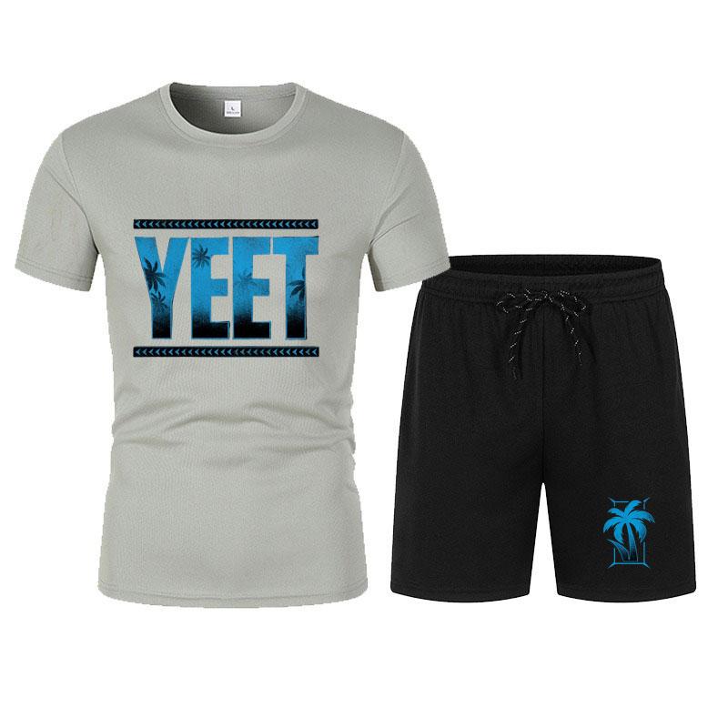 New Men's Black Jey Uso Yeet T-Shirt Shorts Set Summer Short Sleeve Men Overiszed Suits New Causal Clothing Sets
