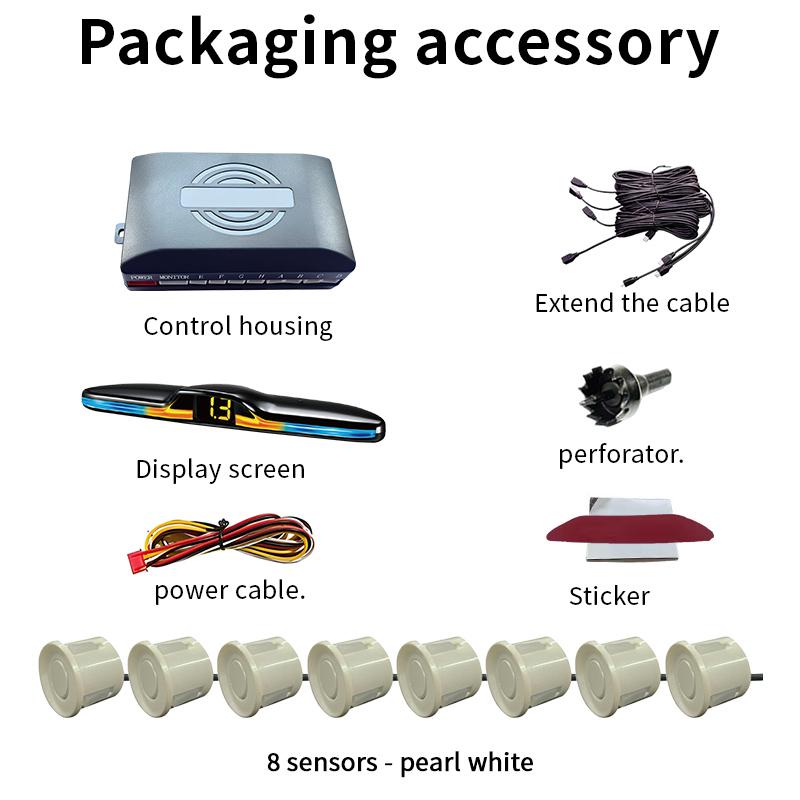 Voice Prompt 8-Probe Parking Sensor System 22mm 12V Reversing Radar Source Factory Car Parking Assistance Device