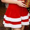 Bühnenauftrittskleidung Damen Weihnachten Weihnachtsmann Kostüm, Cosplay Kostüm mit Kleid, Rot Weiß Anzug Hut & Schal, Samt Weihnachtsfeier Mini Ärmellos