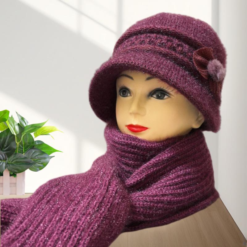 Damen Herbst- & Winter Strickmütze und Schal Set aus Wolle für Mittelalte & Ältere