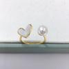 Adjustable Heart-Shaped Pearl Ring with Natural Freshwater Pearls and Seashells