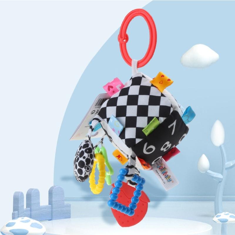 Jingle Toy for Stroller Bed Bell Hang the Baby's Bedside to Soothe Wind Chimes Clinking Rings & Silicone Teether
