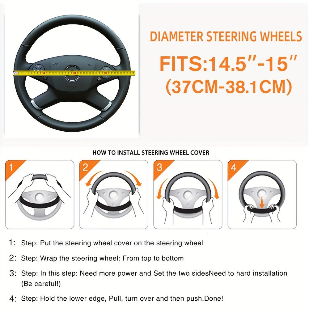 1pc Wear-resistant Comfortable PU Leather Three-dimensional Embroidery No Inner Ring Steering Wheel Cover For 36.83-38.1cm Steering Wheel For Women