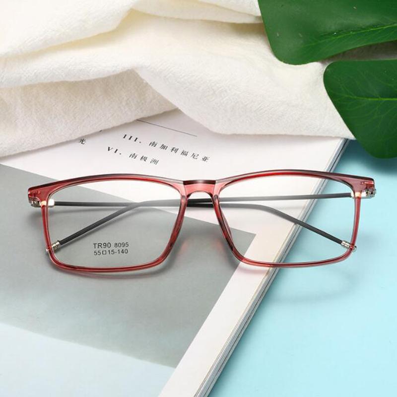 Finished Myopia Glasses TR90 Frames Ultra Light Square Eyewear Prescription Diopters -1.5 To -6.0 For Women Men