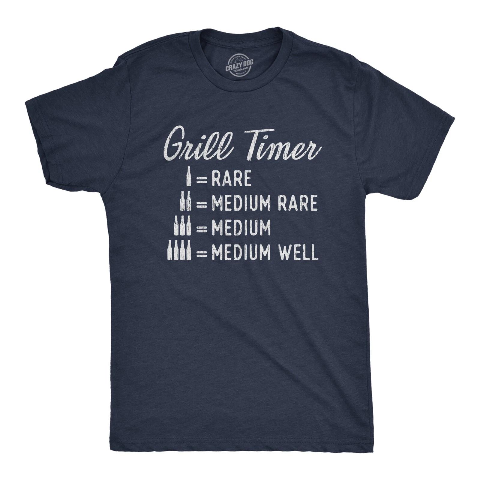 Mens Beer Grill Timer T shirt Funny Backyard BBQ Summer Graphic Novelty Tee XXL