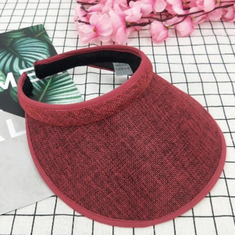 Однотонная широкая солнцезащитная кепка (красный) (Женский)