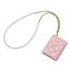 Portable ID Badge Holder with Detachable Chain Beads Neck Lanyard Sheepskin Fold Card Holder Work ID Name Badge Lanyard Wallet