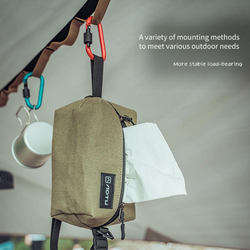 Outdoor Camping Tissue Storage Box Canvas Living Room Household Storage Bag Dining Table Car Cup Holder Paper Towel Box Sleeve
