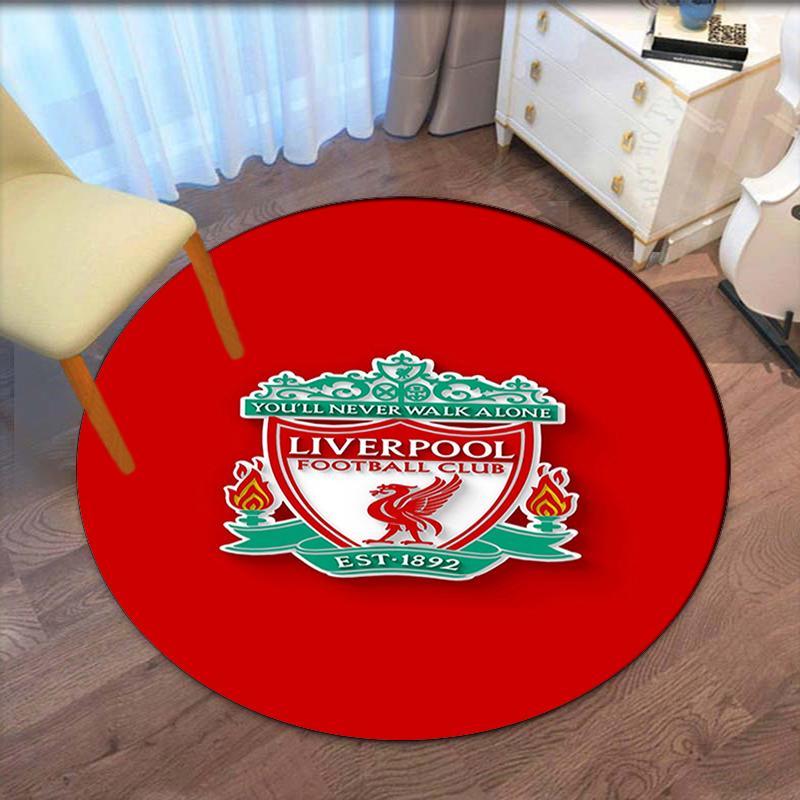 Alfombra Redonda Estampada del Liverpool Football Club Alfombra para Silla Alfombra de Área Felpudos para Entrada, para Silla de Oficina Sala de Estar Dormitorio Cocina.