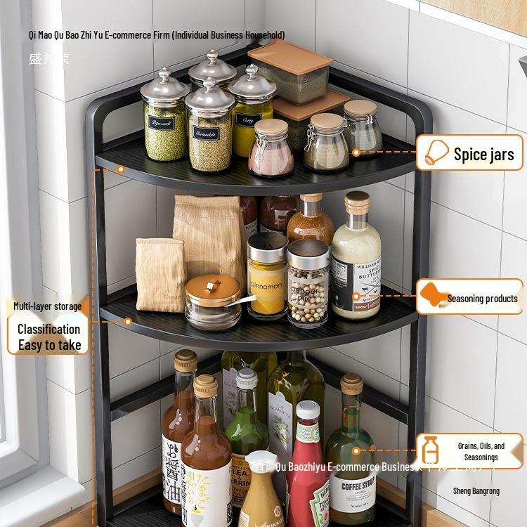 Corner Kitchen Storage Rack - Triangle Seasoning Organizer