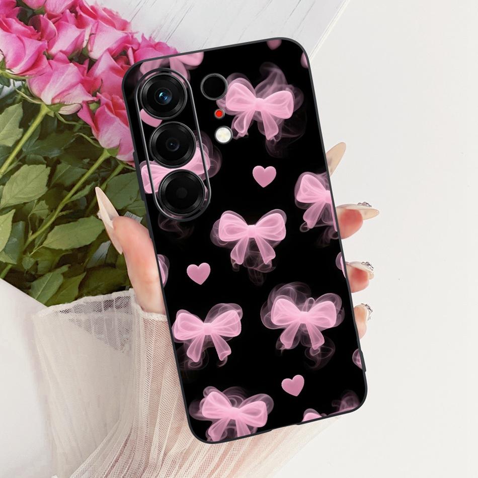 For Tecno Camon 50 4G CN5 Cute Flower Butterfly Cat Painted Case For Tecno Camon50 4G Black Silicone Soft Phone Cases