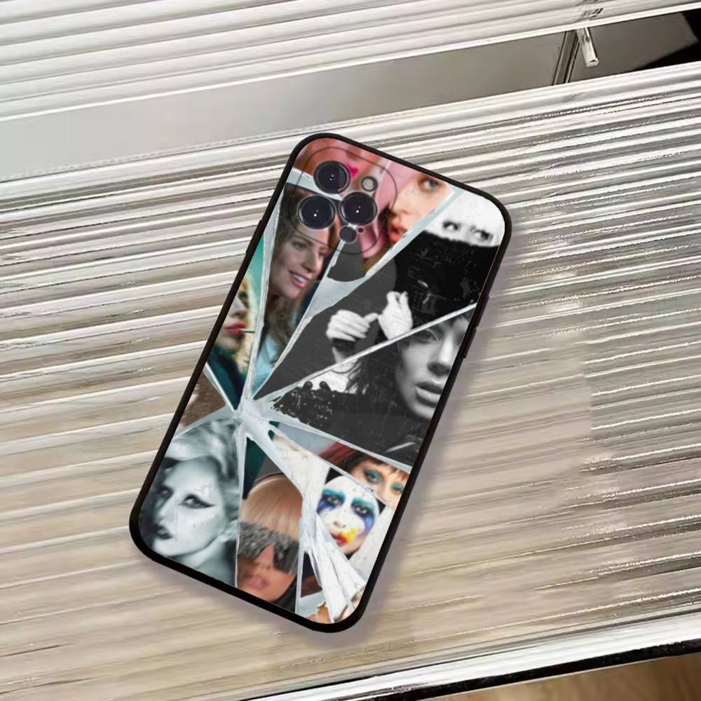 S-Singer L-Lady Gaga Phone Case For iPhone 17,16,15,14,13,12,11 Plus,Pro Max,XS,Soft Black Cover