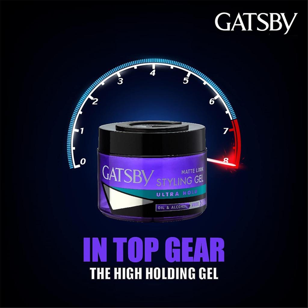Gatsby Vodní lesk Ultra silná fixace Gel na vlasy pro muže 300g | Silný stylingový gel s dlouhotrvající fixací a leskem mokrého vzhledu