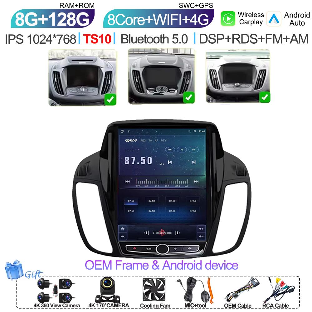 pdzh2 9.7 inch Car Android Auto For Ford KUGA C-max Escape 2013 - 2015 Multimedia Player Stereo GPS Navigation Head Unit Touch Screen