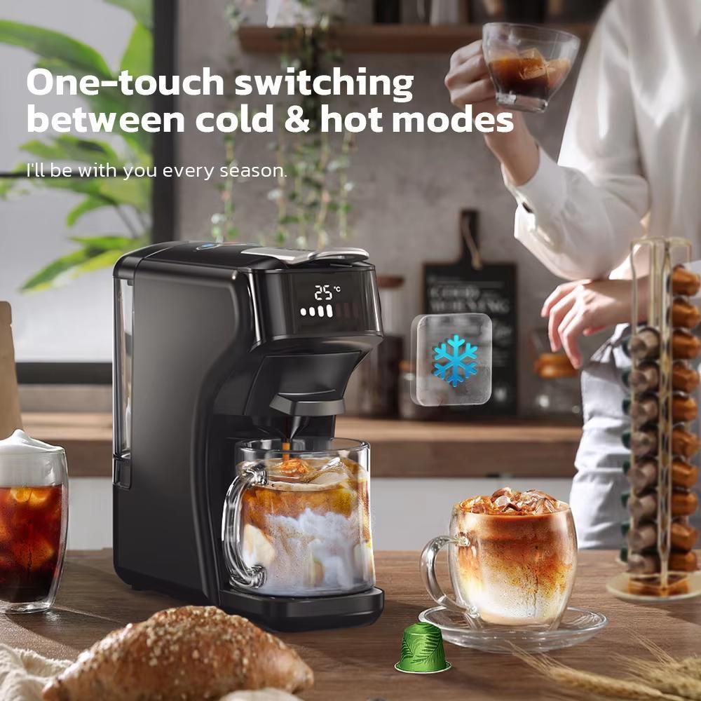 6in1 Capsule Coffee Machine Hot/Cold Multiple Espresso Cafetera Cappuccino Coffee Maker Dolce Gusto Nespresso Powder H1B