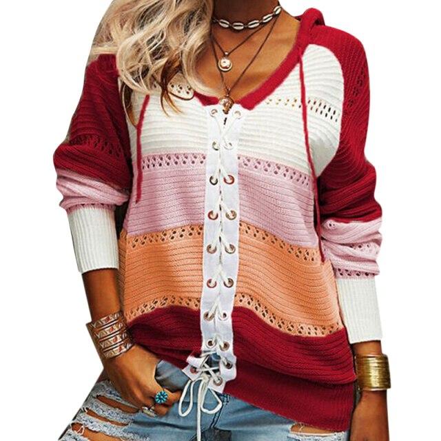 

Женский вязаный свитер с v-образным вырезом, кардиган, новый женский винтажный женский свитер с длинными рукавами и контрастной строчкой, трикотажные топы, женская одежда XXXXXL красный