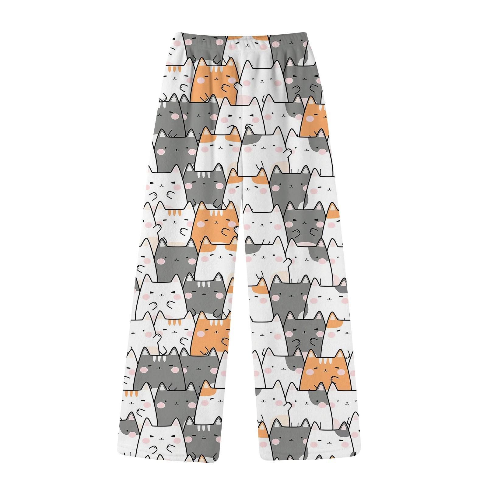 

Детские пижамные брюки, длинные фланелевые пижамные штаны, мягкая пижама Kawaii, аниме-мультфильм, удобные зимние пижамные штаны 140 горячий розовый