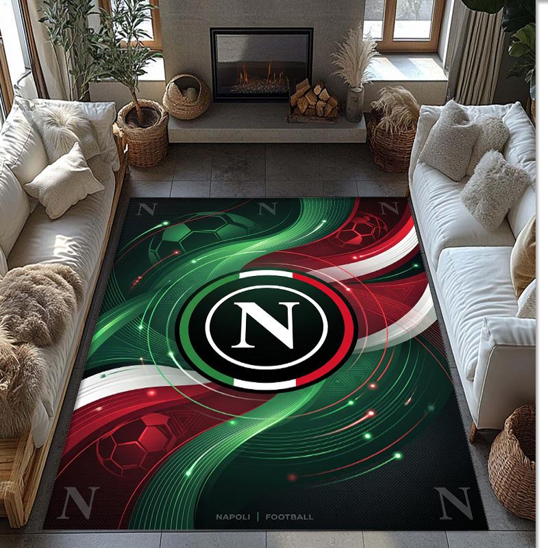 Tappeto Morbido Antiscivolo per Interni con Motivo Calcio Napoli FC Tappetino Decorativo Sportivo per Camera da Letto