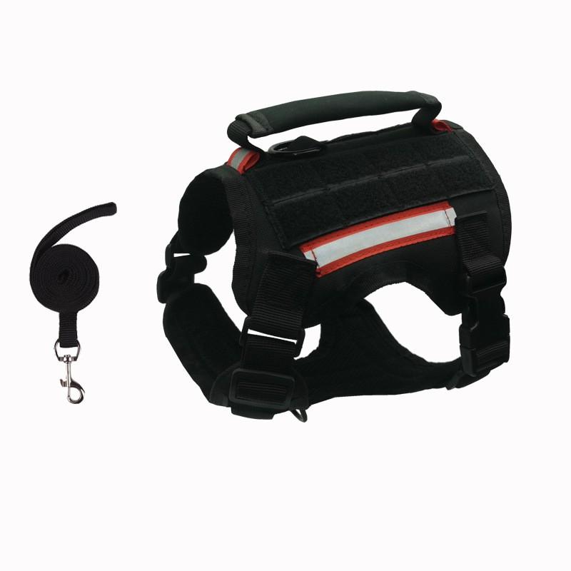 Adjustable Dog Harness Vest With Reflective Stripes Large Working Dogs Outdoor Walking Leash Set