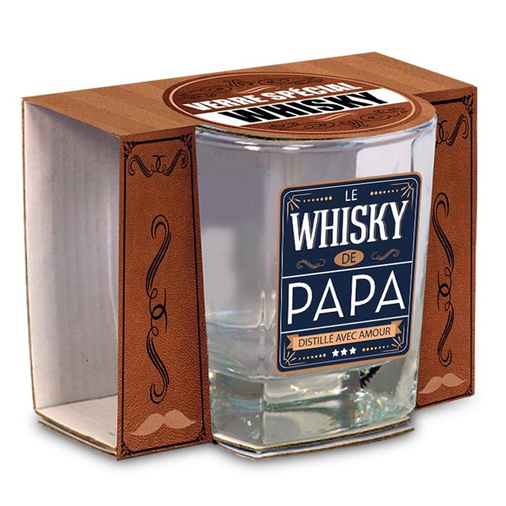 Les Trésors De Lily [A2085] - Blue 'Le Whiskey De Papa' Whiskey Glass - 85x55 Mm