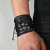 New Punk Rock Skull Hand-woven Bracelet, Five-pointed Star Element Men's Multi-layer Leather Bracelet Bracelet