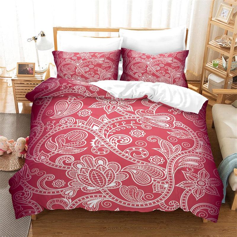 Mandala Duvet Cover Geometric Floral Print Bedding Set Queen Size Bohemian Style Pillowcases For Kids Adults Bedroom Decorative