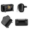 Retro Motorcycle Handlebar Storage Bag With Multiple Pockets Waterproof PU Leather For Tools And Accessories