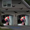2D Creepy Killer Clown Banner, Spooky Halloween Garage Door Background
