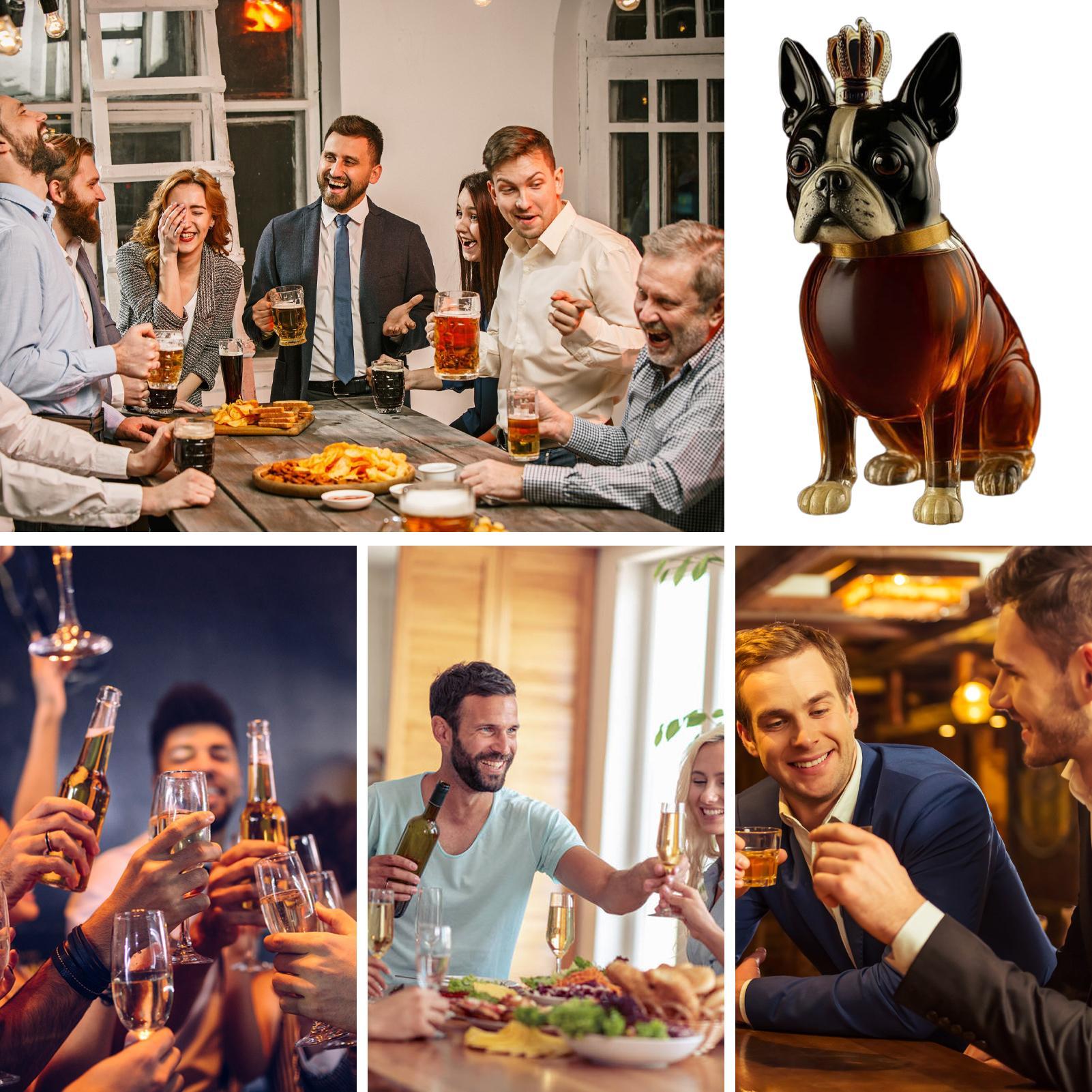 Liquor Decanter Funny Dog Whiskey Decanter Bottle Glass Container Drinkware Home Decor For Liquor Vodka Bourbon Alcohol Cocktail CN