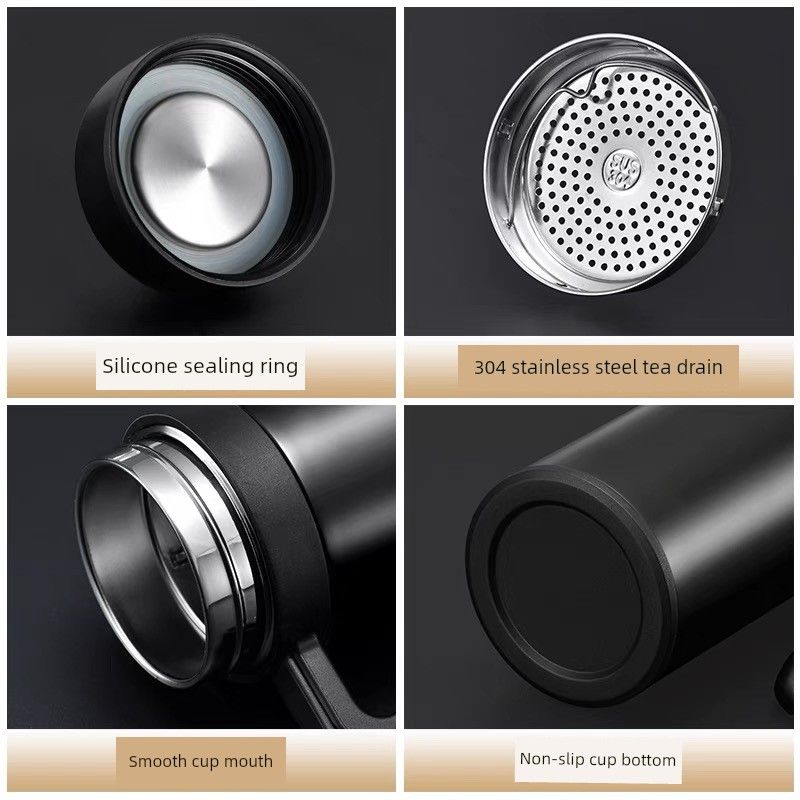 450ml Large Capacity Thermos Cup 304 Stainless Steel Business Office Water Cup with Handle