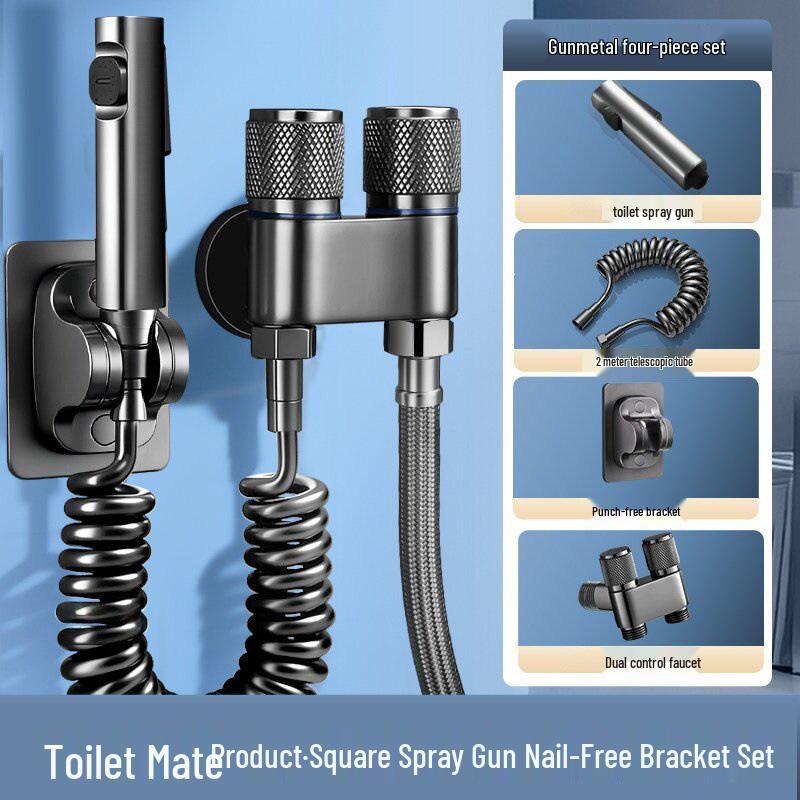 Toilet Spray Gun Set: Dual-Outlet Valve, Booster Water Gun, Feminine Wash