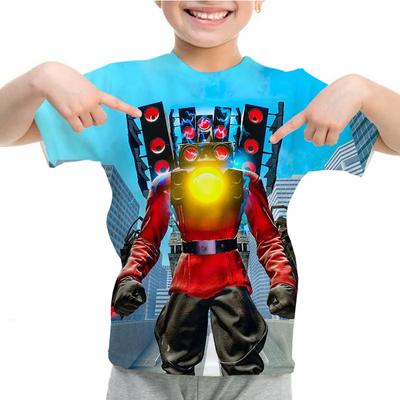 Lustiges Skibidi-Toiletten-T-Shirt, lässiges Kurzarm-Oberteil für Kinder, für den Alltag, lässig, bequem, Sommer-T-Shirt mit Rundhalsausschnitt