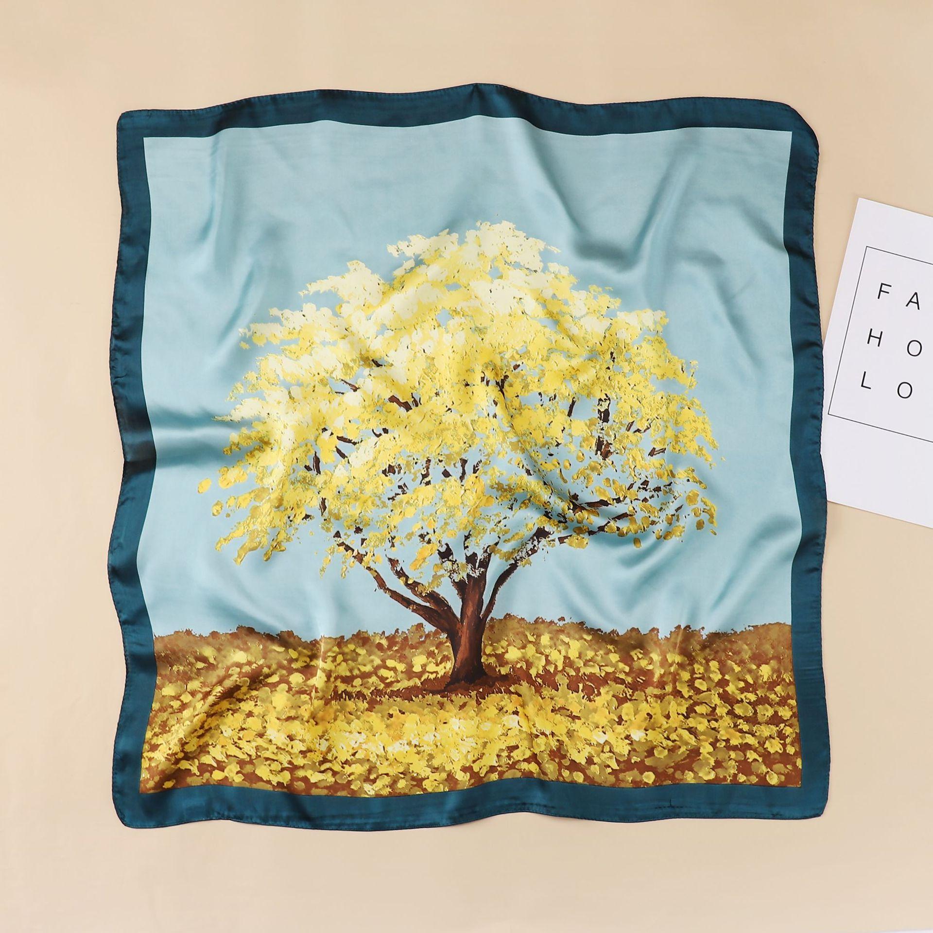 

Маленькая бандана, хиджаб, шарф для женщин, модный носовой платок, шелковые атласные шарфы на шею 70 см 70cm синий