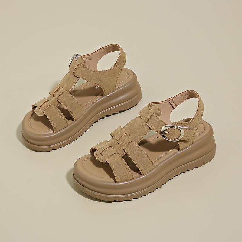 Damskie Sandały Rzymskie na Grubej Podeszwie Platformie Casual Dziewczęce Zwiększające Wysokość Letnie Buty z Odkrytymi Palcami Plus Size