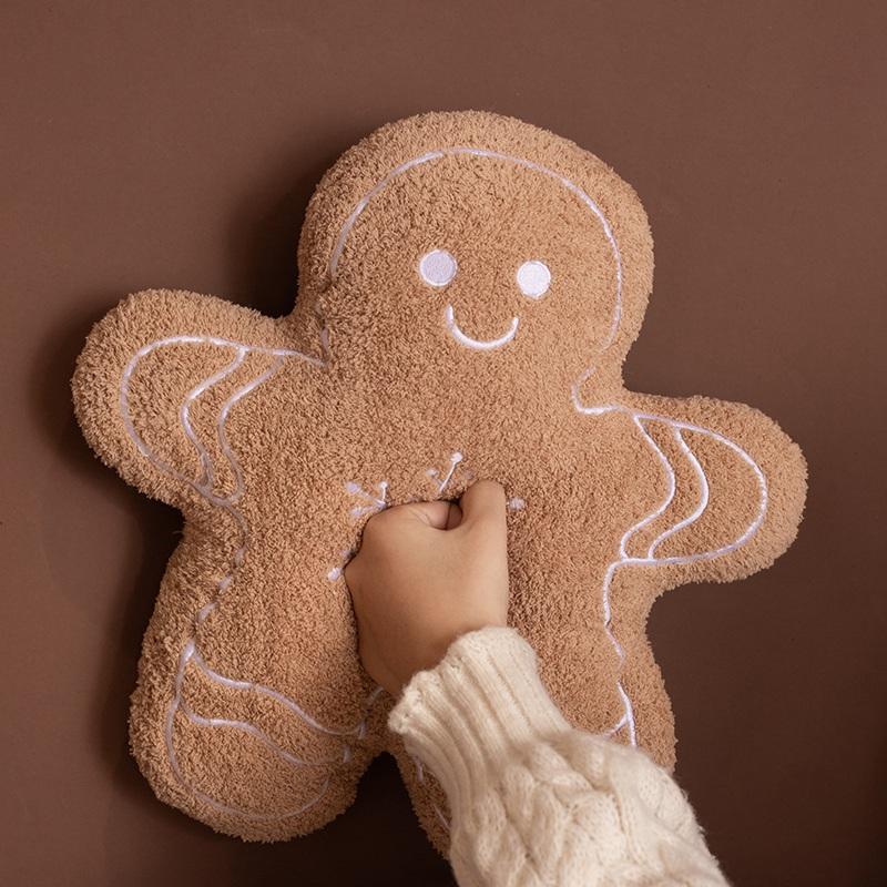 Christmas Gingerbread Man Series Plush Snowflake Brown Festive Decorations Doll Kawaii Toy Soft Pillow Cushion Gift For Children