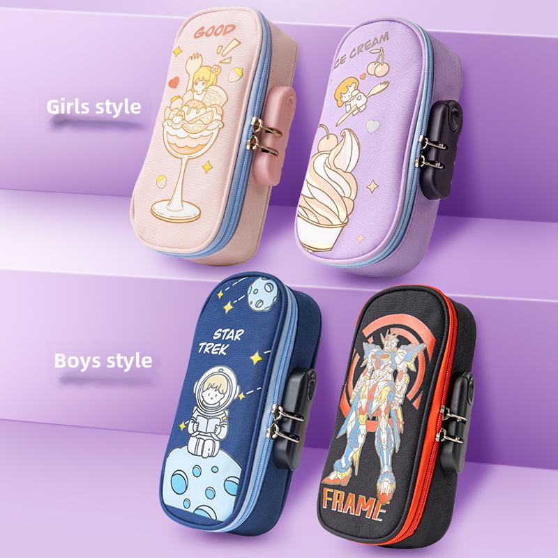 Password-Protected Large Capacity Pencil Case for Students: Multifunctional Stationery Box for Boys and Girls In Junior and High School.