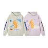 D830 Silver Gray & Haze Purple Embroidered Terry Cloth Hoodie