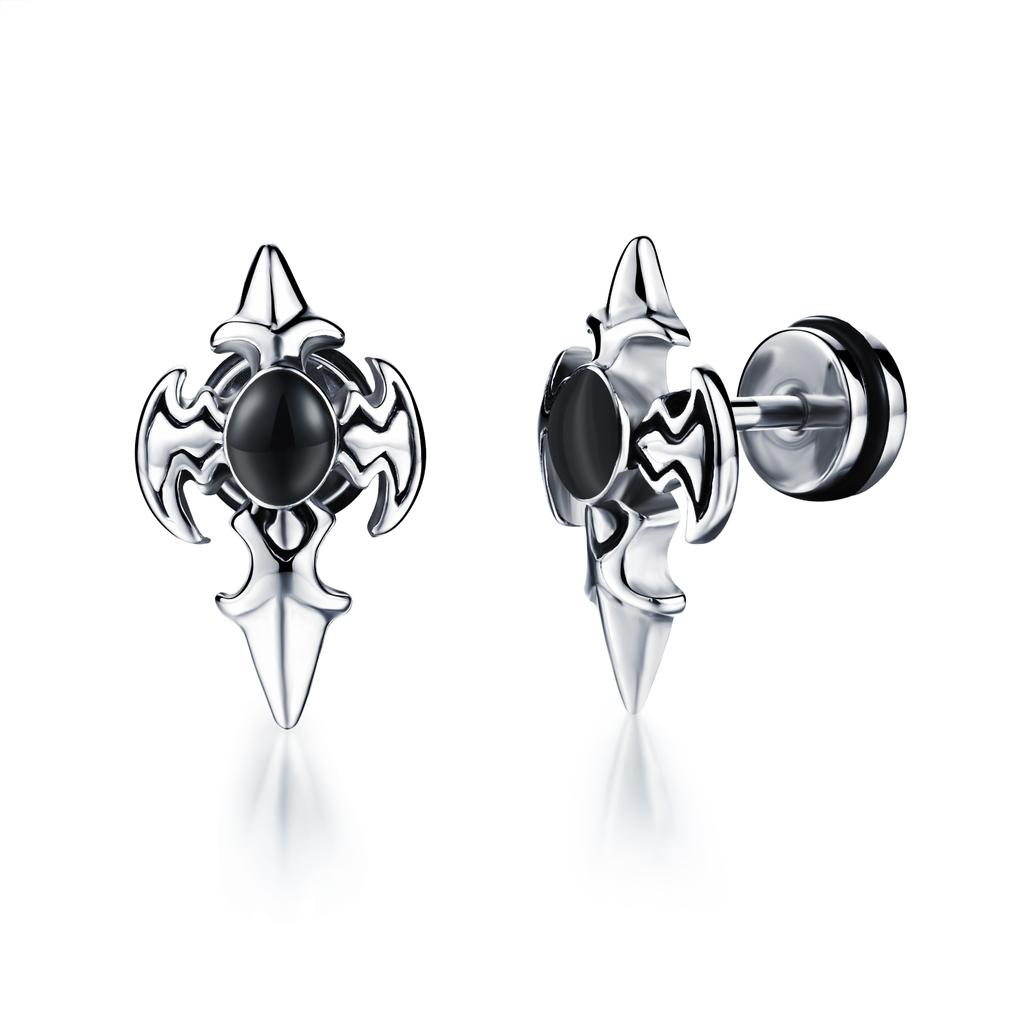 1Pair Star Lightning Titanium Steel Unisex Women Men Black Clear Crystal Zircon Ear Studs Earrings Shiny Piercing Jewelry Gift