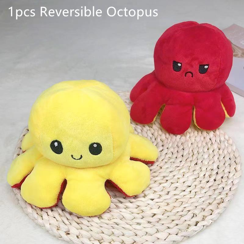 Adorable Double-sided Flip Reversible Octopus Plush Toy For Kids Soft And Cuddly Marine Life Stuffed Animal
