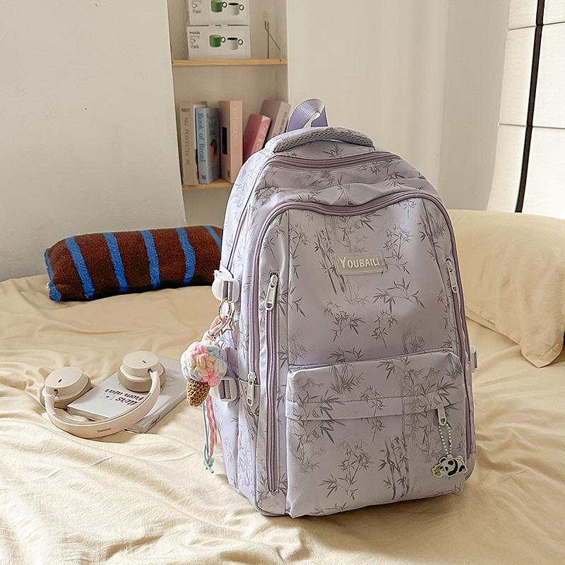 High Value Medium Fresh and Sweet Bamboo Backpack Junior High School Students Lightweight Simple Large Capacity Backpack