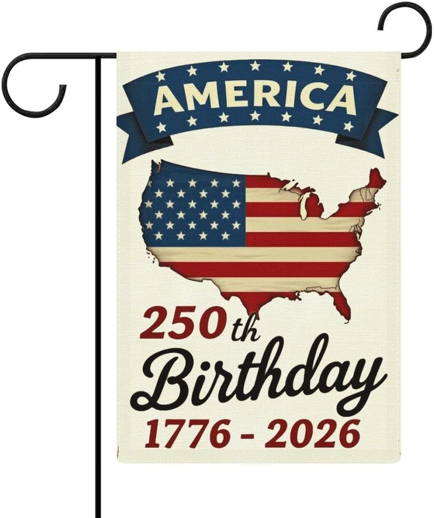 250th Anniversary of The United States 1776-2026 with US Map, Stars And ag Design Garden ag - Linen Fabric, Perfect for