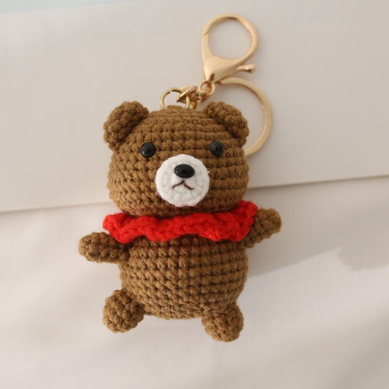 Funny Raccoon Doll Crochet Keychain Cute Knitted Animal Doll Series Keychains For Bag Pendant Cartoon Giraffe Cute Keyrings Gift