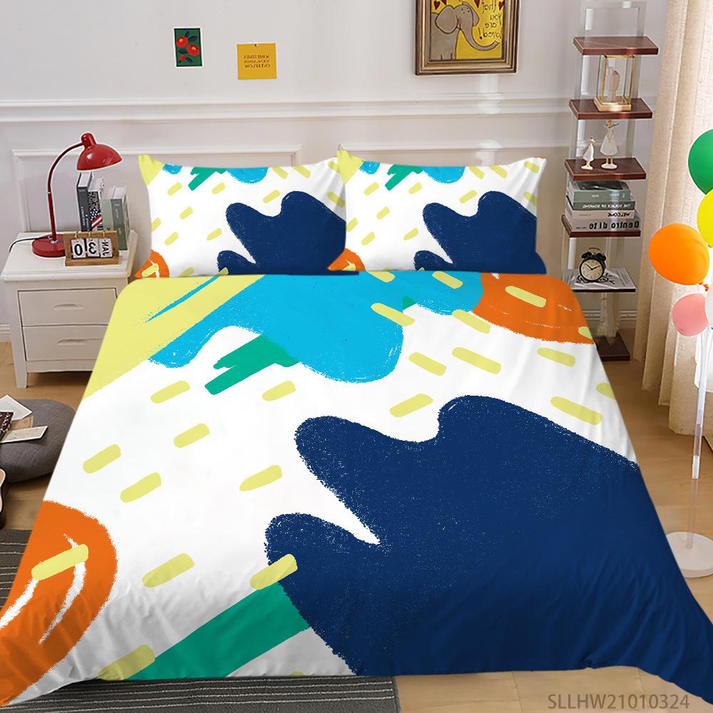 Cartoon King Queen Duvet Cover Painted Art Style Bedding Set for Kids Teens Adults Purple Girl Cat 2/3pcs Polyester Quilt Cover