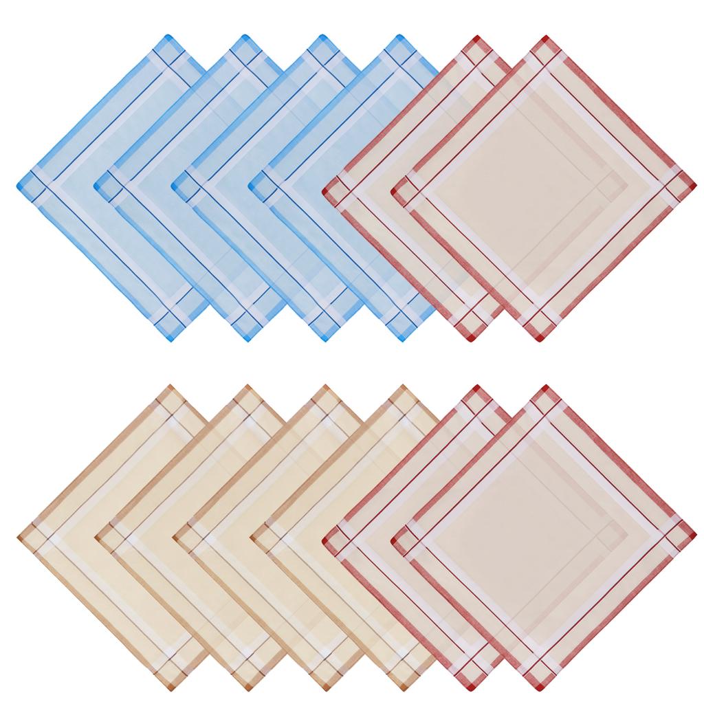 12Pcs Mens Handkerchiefs Cotton Square Plaid Hankies with 3 Styles Reusable Washable Pocket Handkerchiefs for Men Women Party